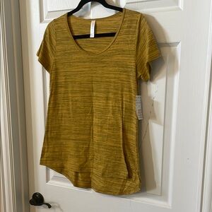 Lularoe classic tee, extra small mustard gold with black stripes, new